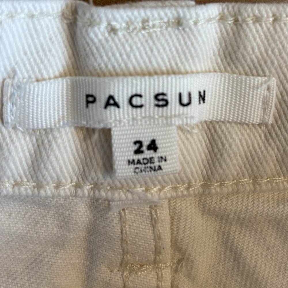 PacSun Off White Bone Cargo Utility Pants 100% Cotton High Rise Pockets Size 24 - Picture 5 of 15